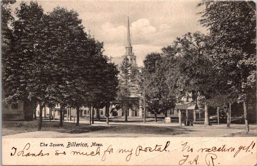 Vintage Postcard View of the Town Square  Billerica Massachusetts 1906     22634