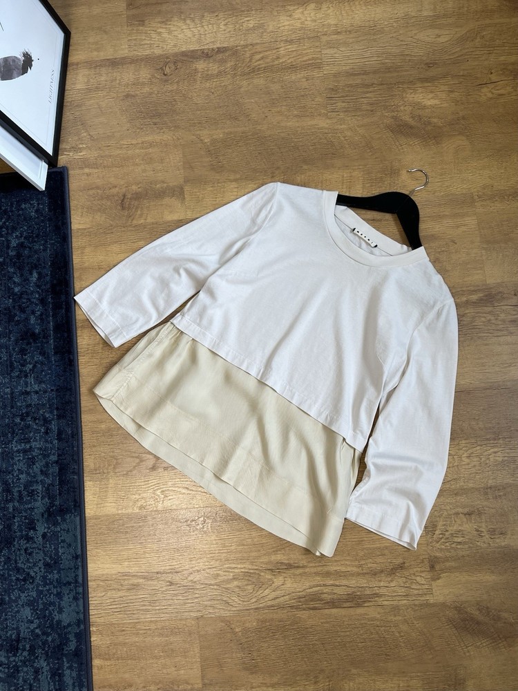 Marni Commessa Ruffle Top Jumper , White Beige 46 / Eu 42 / Uk14 / Us 10