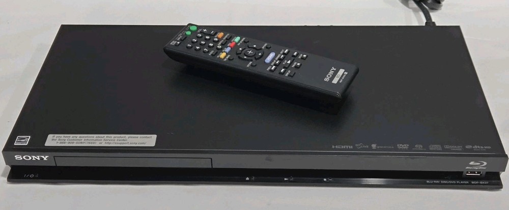 Sony BDP-BX37 Blu Ray Disc/DVD Player W Remote  TESTED Works Great