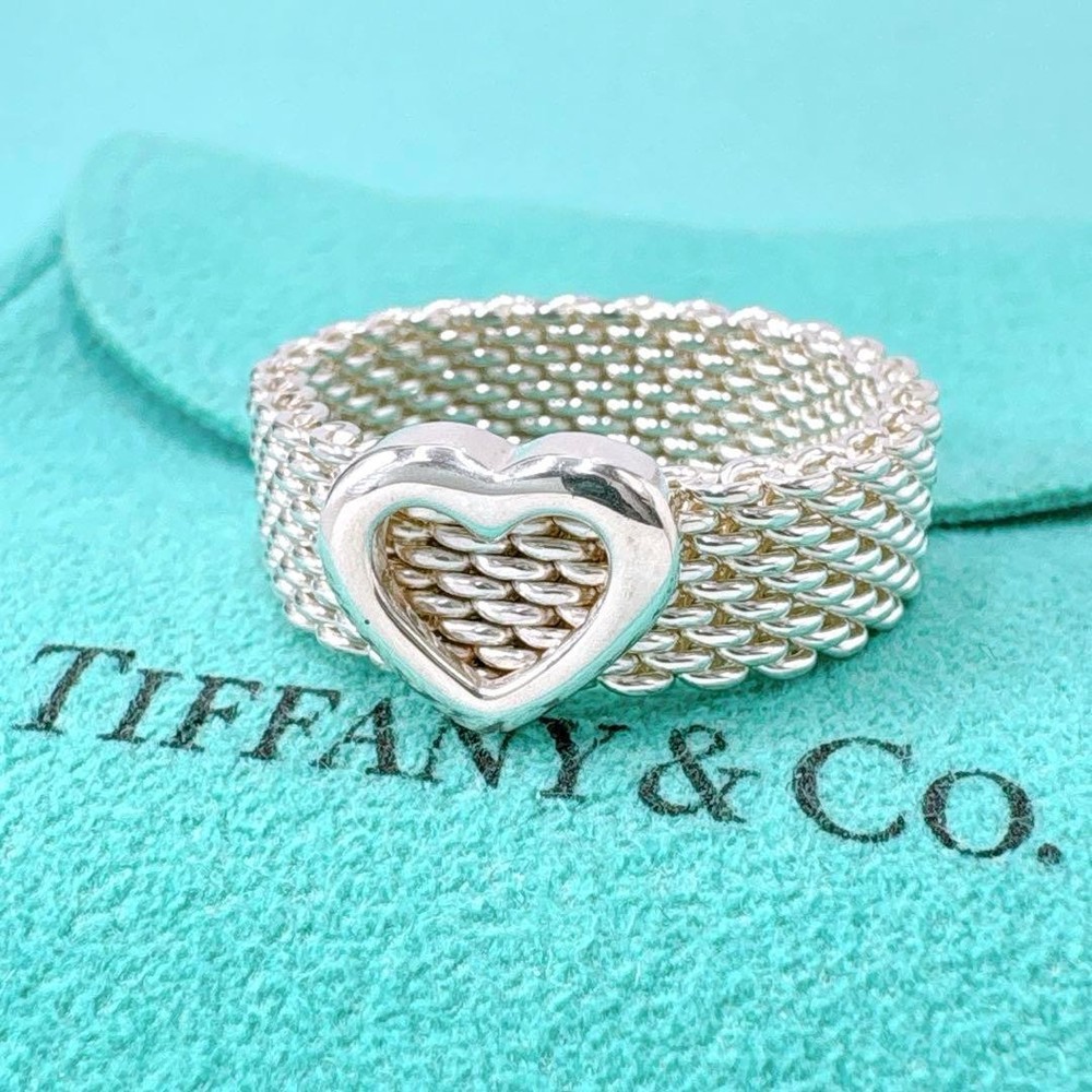 Tiffany Somerset Heart Ring in 925 Silver Size 15 Pre-Owned Womens Jewelry