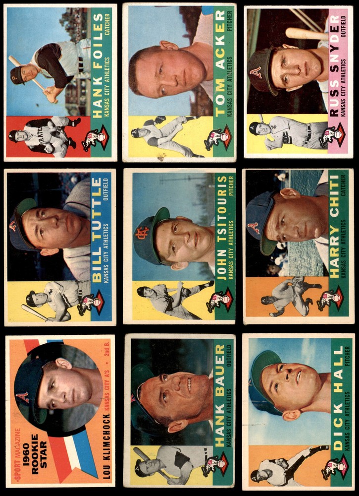 1960 Topps Kansas City Athletics ( A's ) Near Team Set 3.5 - VG+ 6909866