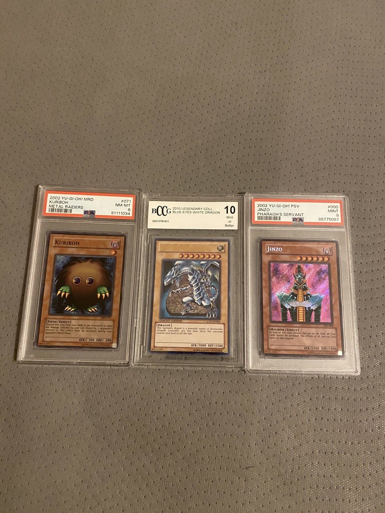 PSA & BCCG Graded Yu-Gi-Oh Cards: Kuriboh, Jinzo, Blue Eyes White Dragon