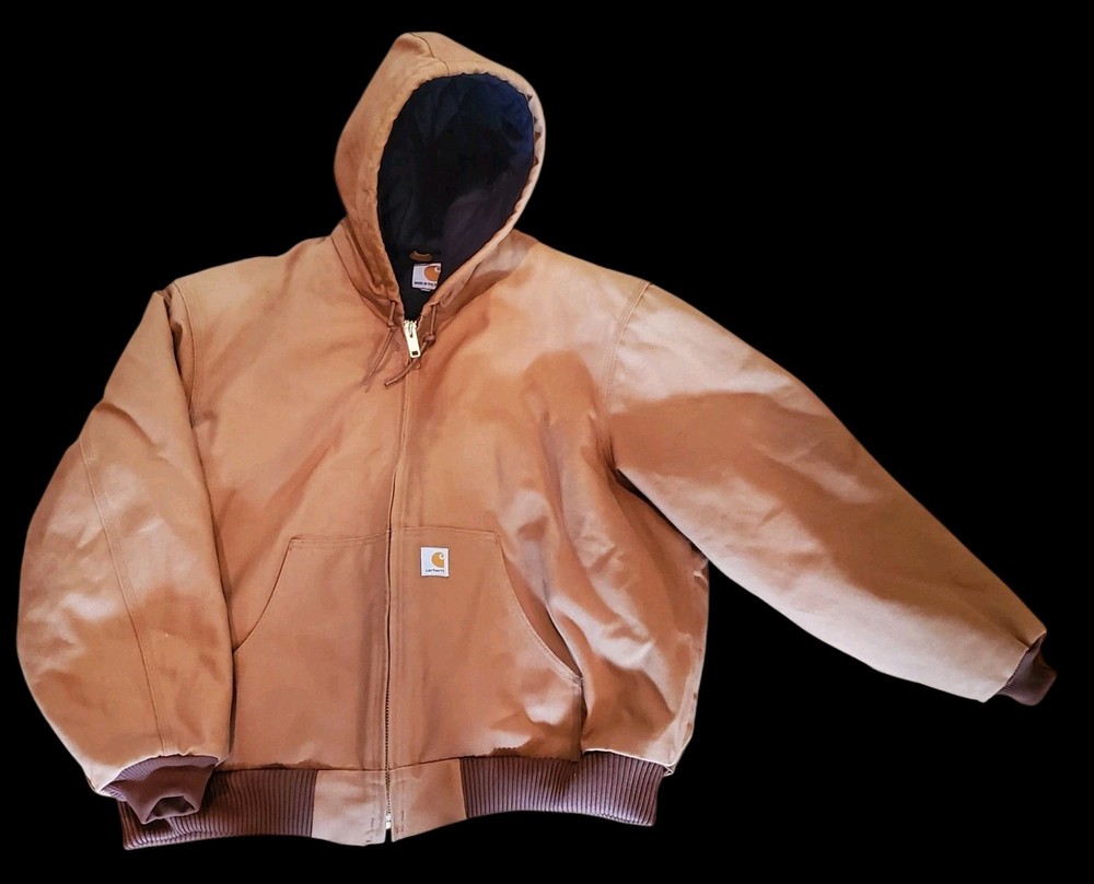 Carhartt J140 BRN Quilted Flannel Lined Loose Fit Men's Jacket Brown 2XL