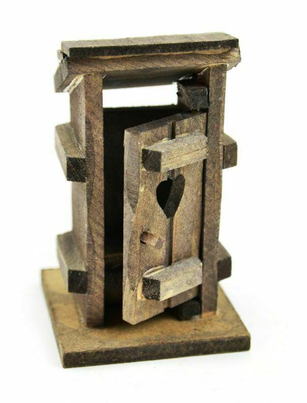 Vintage Victoria Miniature Dollhouse Fairy Garden Wooden Outhouse Garden Decor