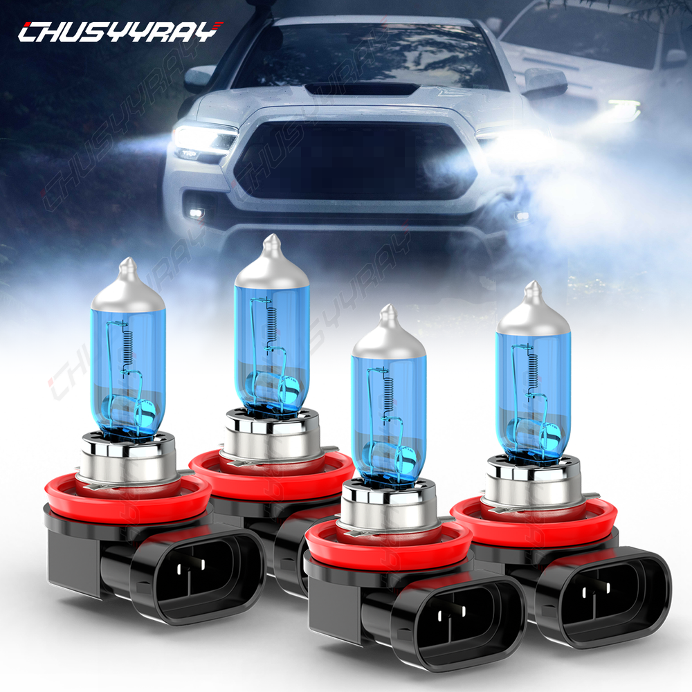 4Pcs H9 H11 Halogen Headlight Bulbs 5000K Super White Bright Conversion Kit