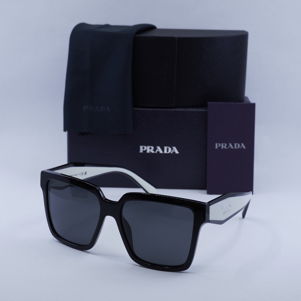 Prada PR24ZS Black Talc Dark Grey Sunglasses 56-16-140 Authentic New