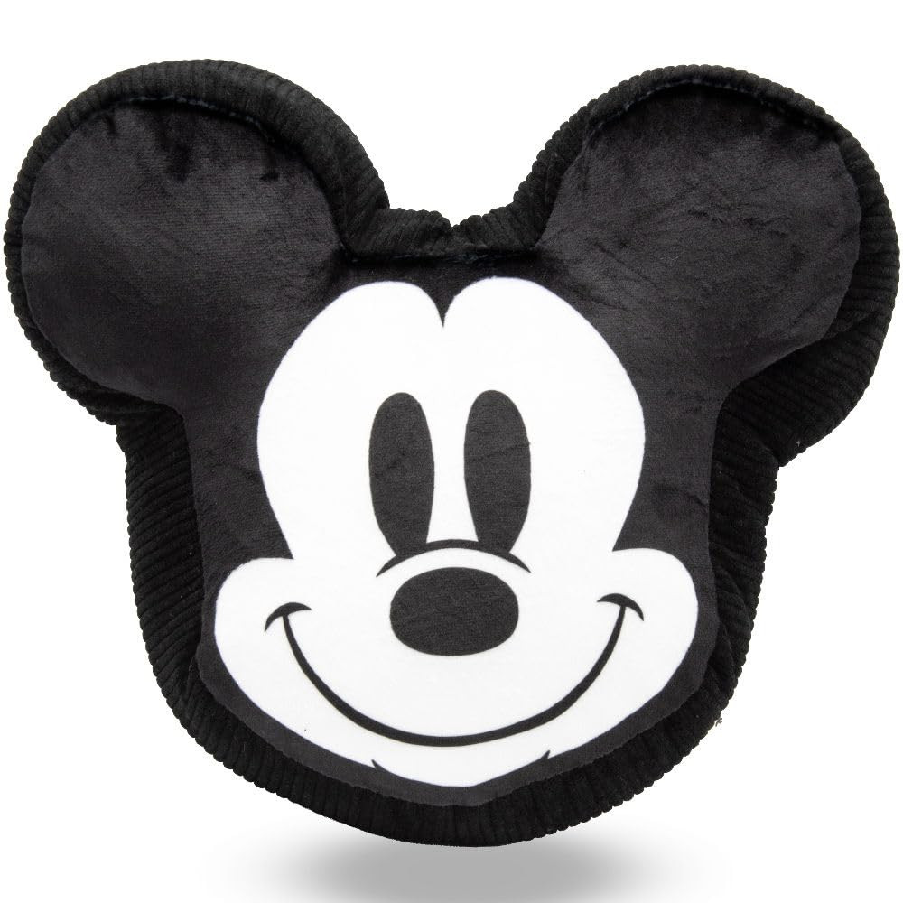 Dog Toy, Disney, Plush Squeaker Mickey Smiling Face Black, 6.5