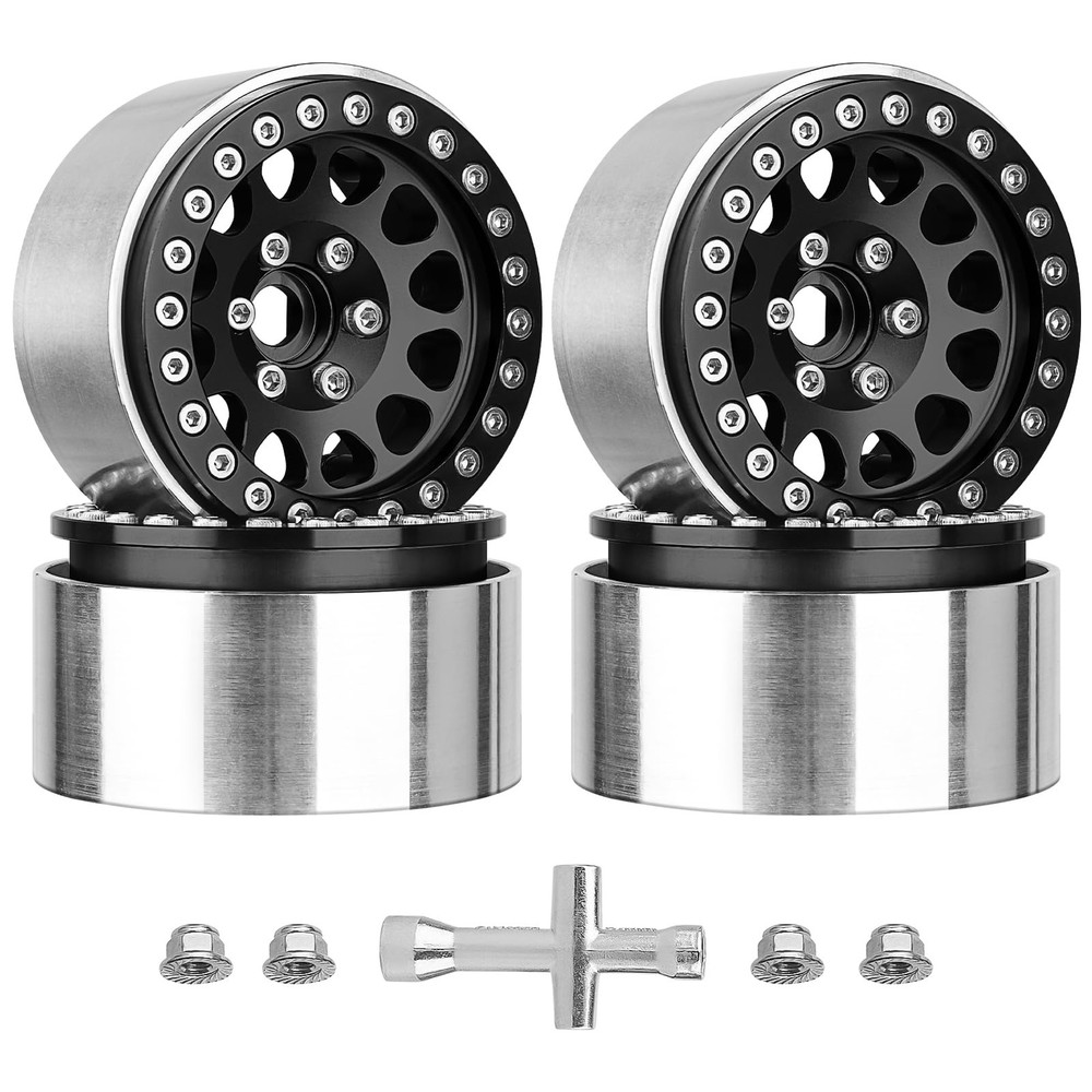 Aluminum 1.9 Beadlock Wheels for 1/10 Scale RC Crawler, with Traxxas TRX4 Axi...