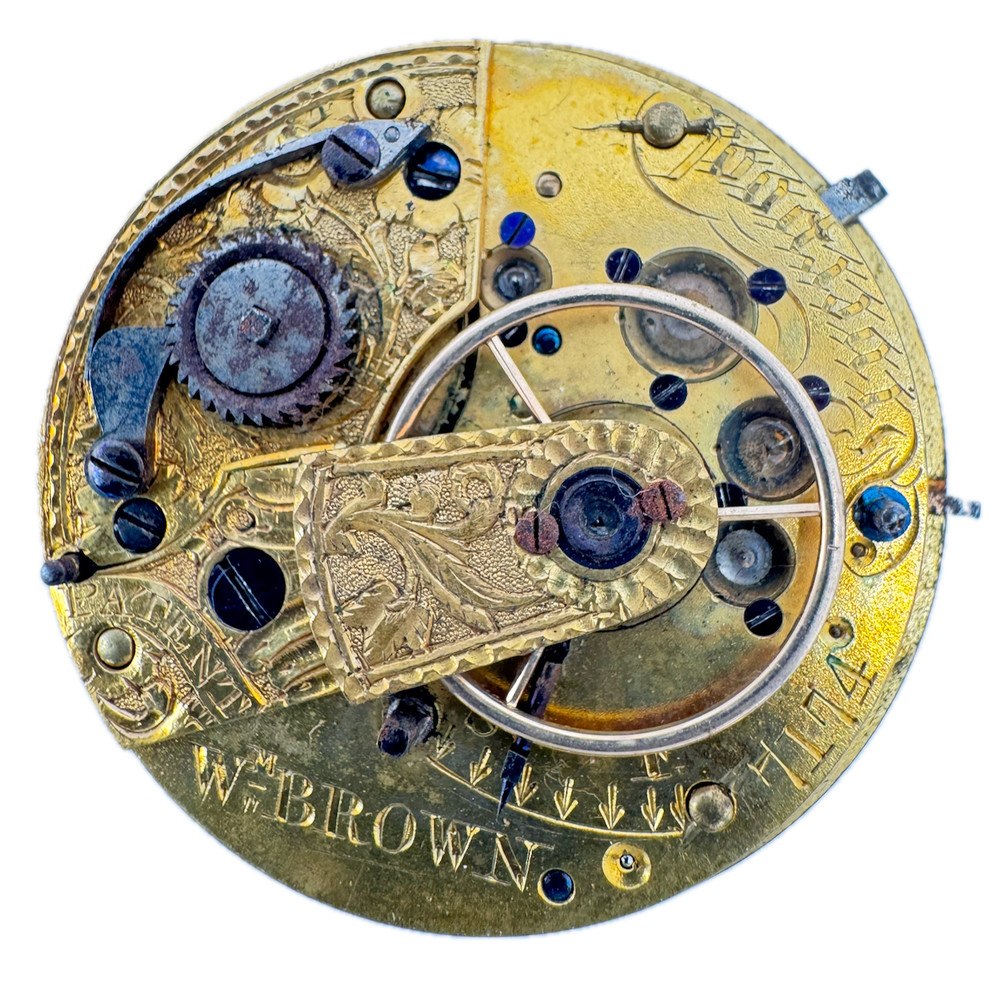 Antique 41mm W.M. Brown Liverpool Key Wind Fusee Pocket Watch Movement England
