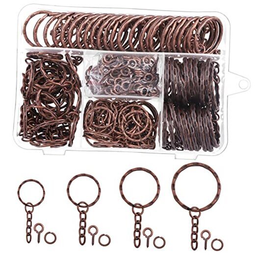 Key Chain Rings in Wave Patterns Design Bulk Set 100Pcs Key Chain Red Copper