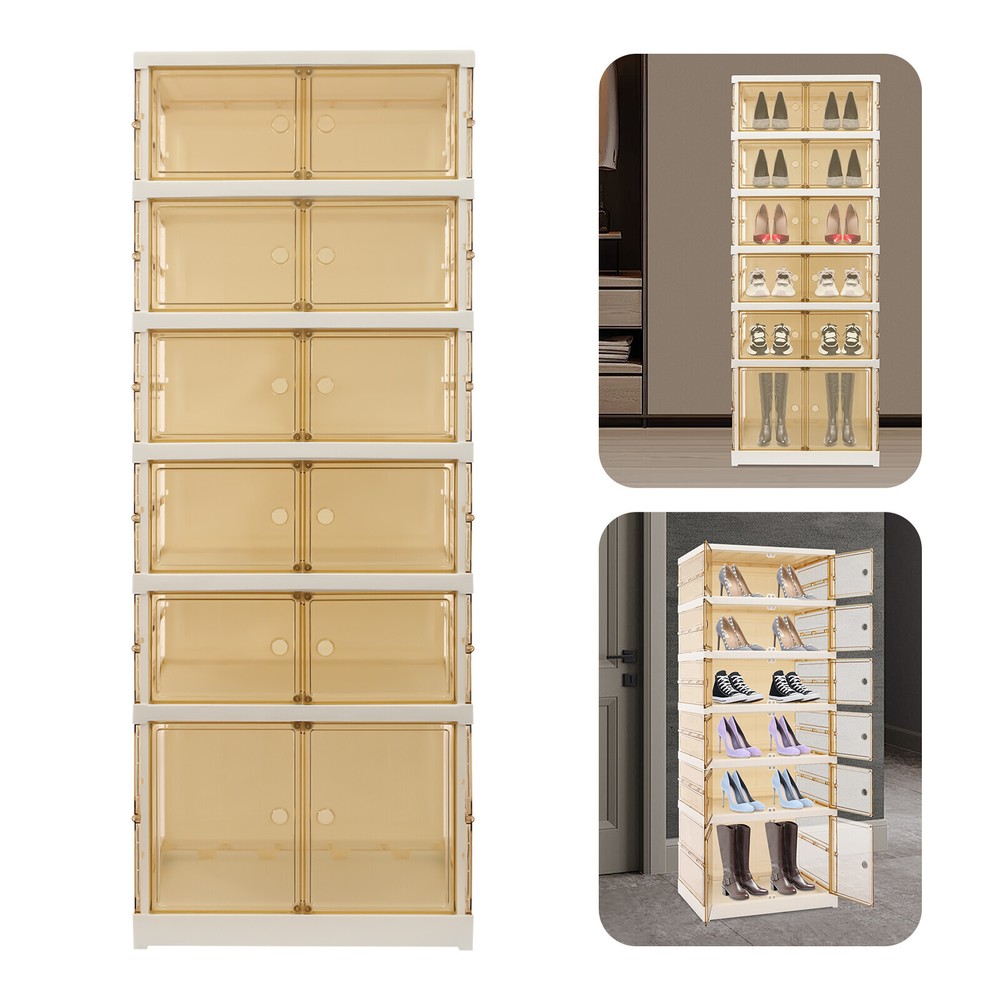 12 Pairs Dustproof Shoe Storage Rack Organizer Multilayer Shoes Storage Cabinet