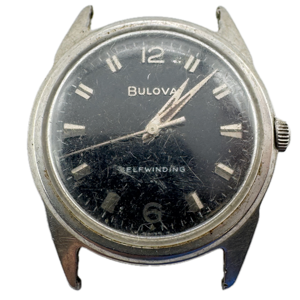1964 Bulova 2502 Black Automatic Men's Wristwatch Swiss Steel 11 ALAC