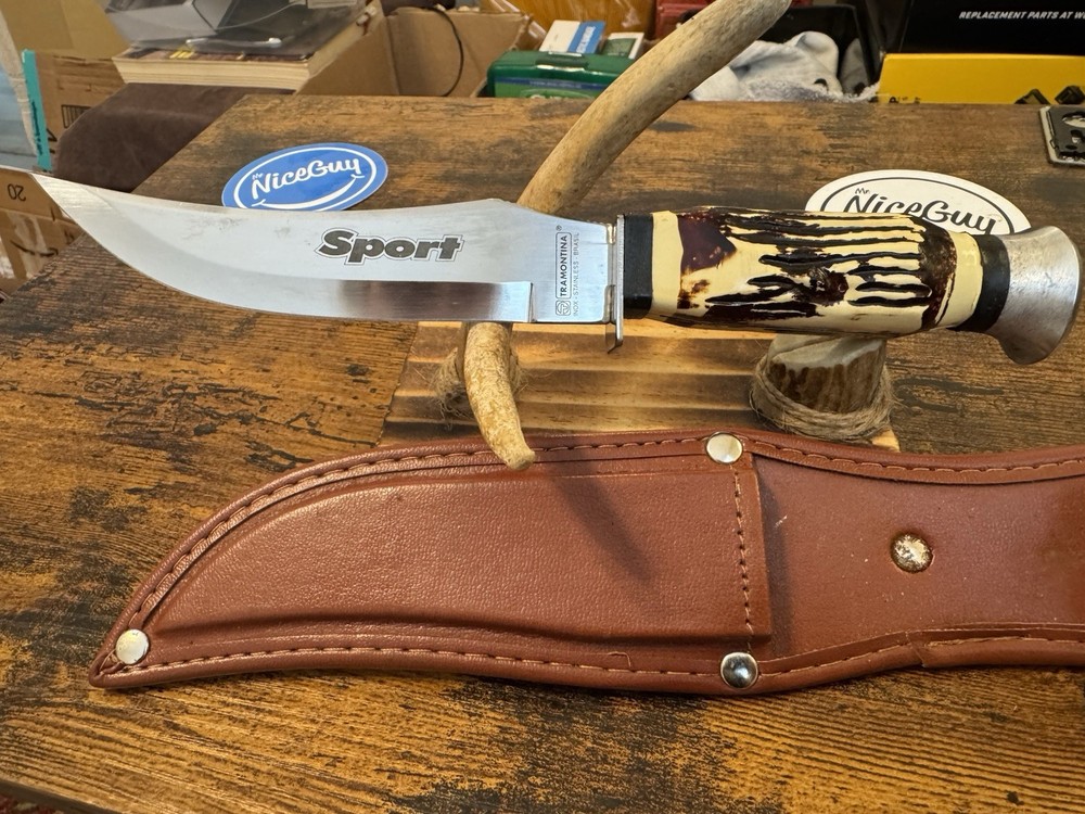 Tramontina 5-inch Stainless Steel Hunting Knife with Sheath Made in Brazil 9-inch Sharp Blade