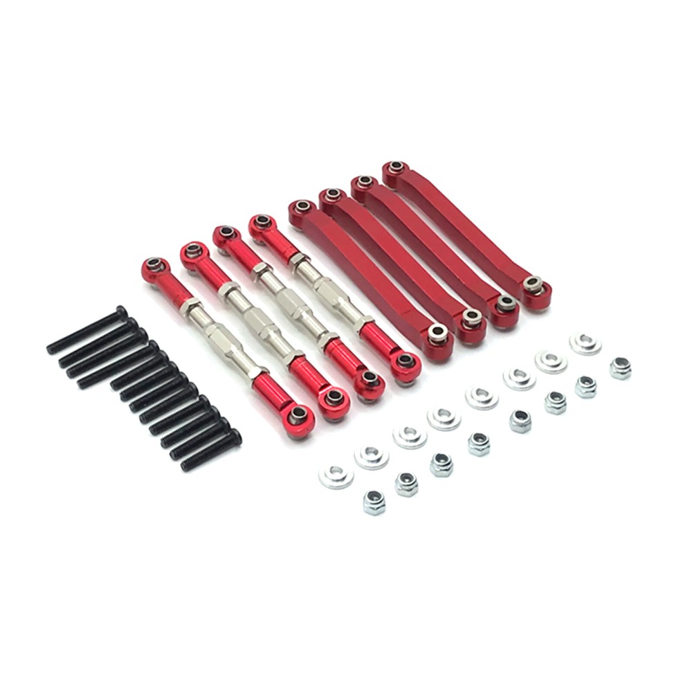 Red Chassis Pull Rod Turnbuckle Linkage Set for MN D90 D91 D99 1/12 Scale RC Car