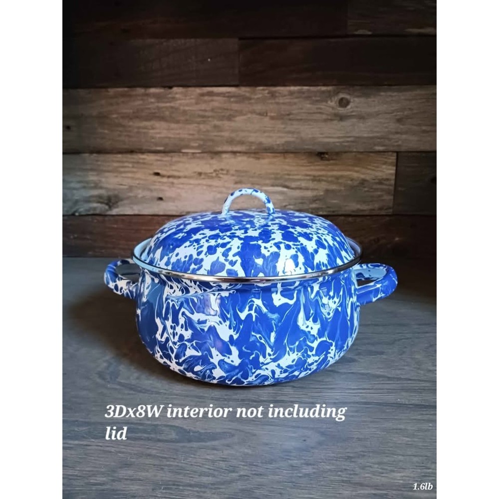 Blue Swirl Golden Rabbit Enamel Dutch Oven 2.5 Quart