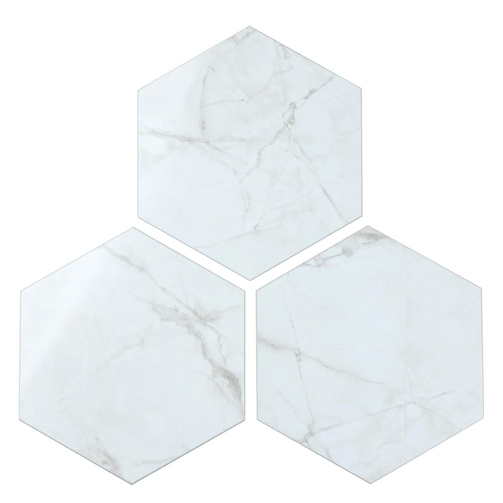 16-Piece Hexagon Peel and Stick Backsplash Tiles, 9x7.87 Inch Glossy Self-Adhesive Wall Tile