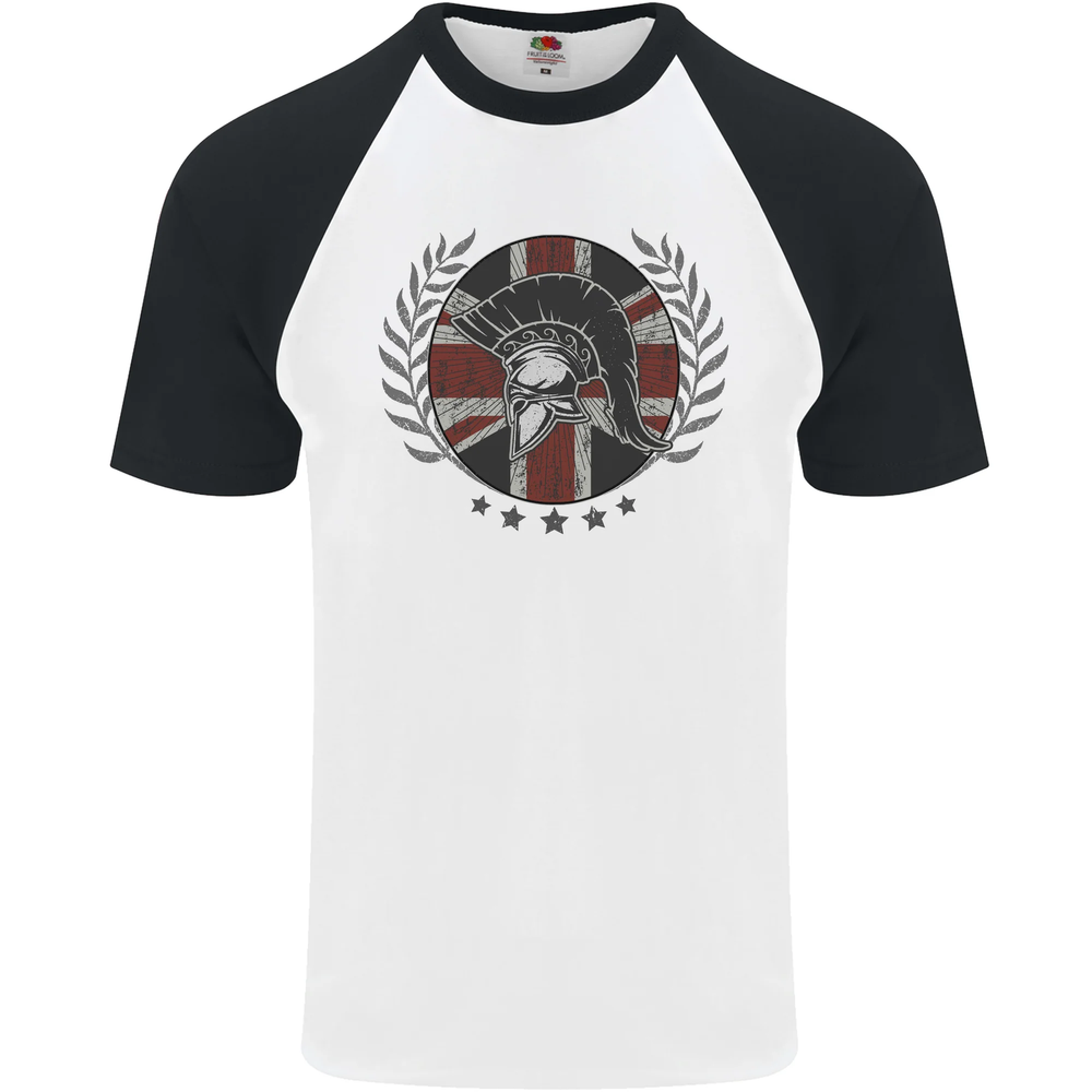 Union Jack Bodybuilding Gym Training Spartan Mens S/S Baseball T-Shirt