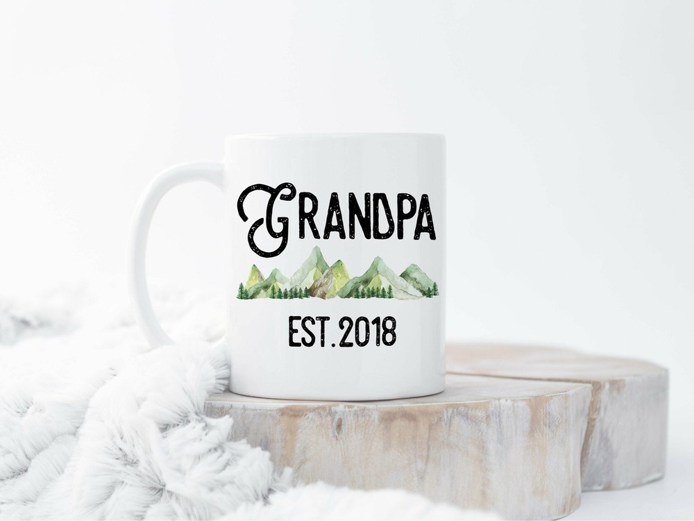 Custom New Grandpa Mug Grandfather Gift Christmas Gifts For Grandpa Est 2018