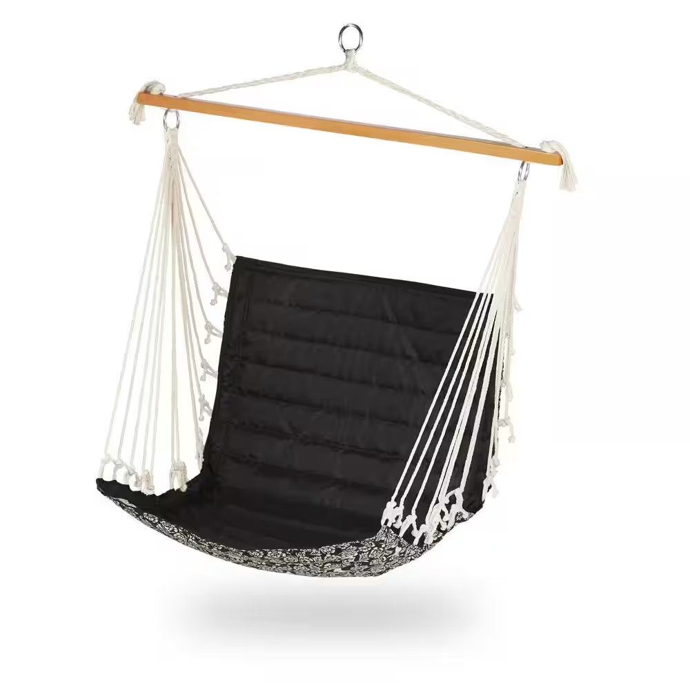 Frida Kahlo Outdoor Hammock Chair in Flores Eternas in Black