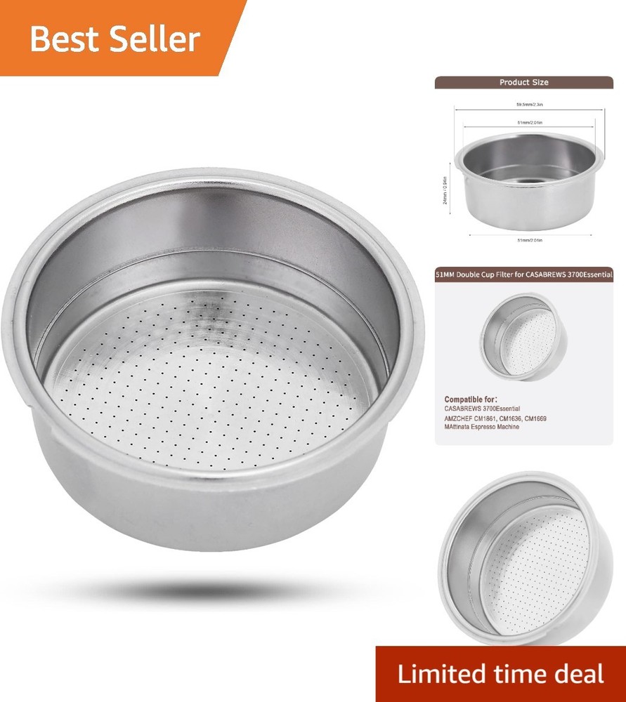 Double Layer 51mm Coffee Filter Basket - Perfect for CASABREWS Espresso Machines