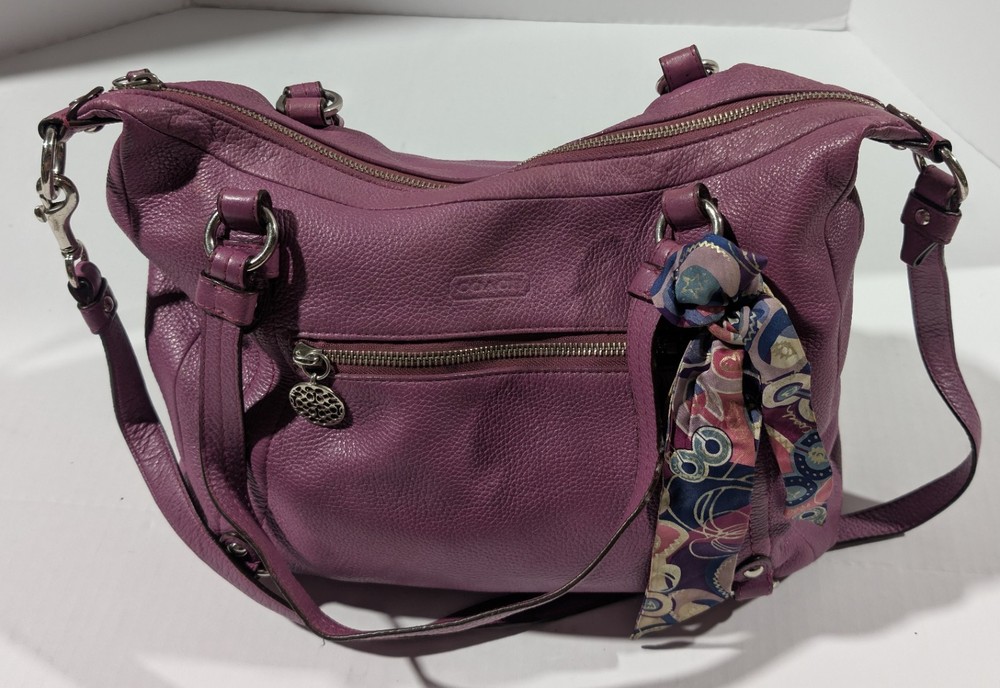 F17566 Coach Alexandra Convertible Leather Tote With Scarf