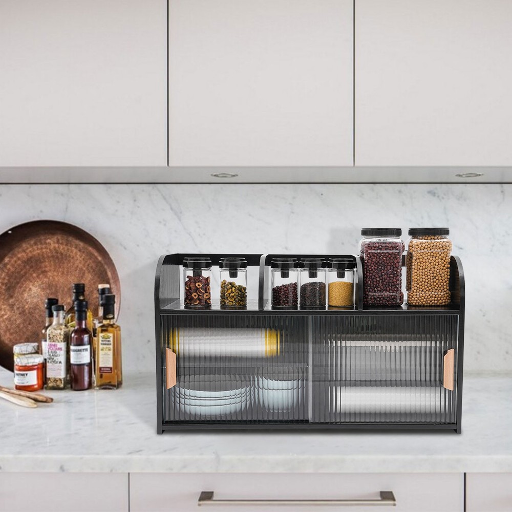 Storage Cabinet, Living Room Storage Cabinet, Black Storage Cabinet 67*25*39cm