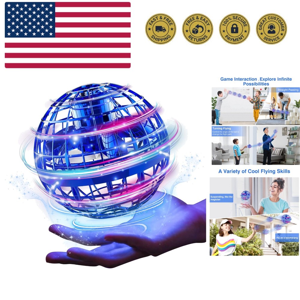 Flying Orb Ball Toy 2025 – Light Up Hand Controlled Boomerang Spinner Mini Dr...