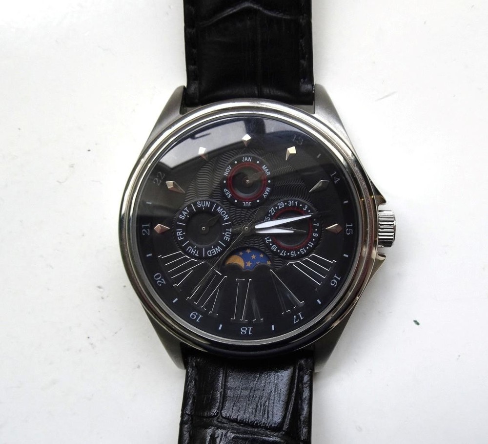 Gent's TIME PIECE Multi-Function Calendar Quartz Watch with Moon Phase