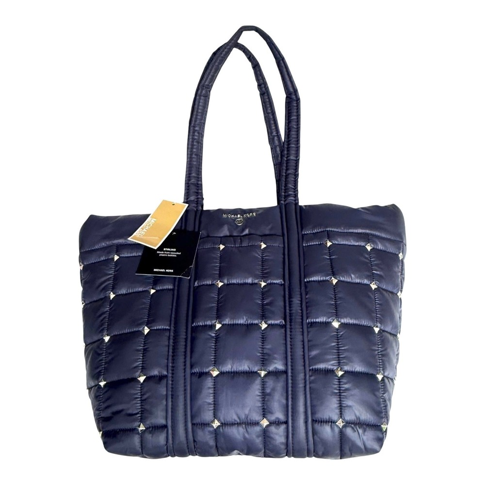Michael Kors Blue Tote Bag Handbag Stirling Recycled Studded Purse 17x12 New