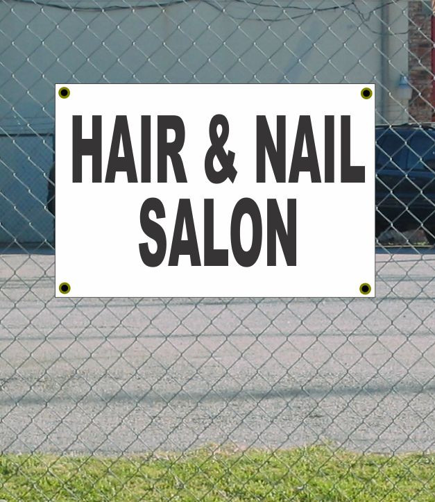 2x3 Black & White Hair & Nail Salon Banner Sign with Discount Pricing