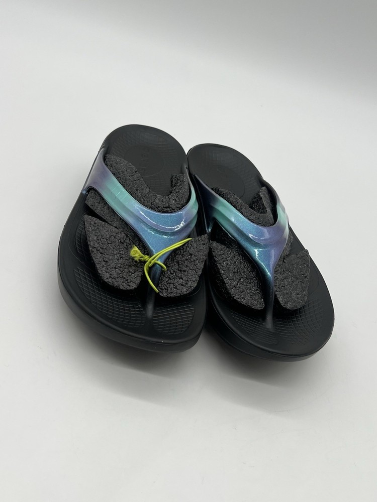 Oofos Oolala Luxe Women’s Size 6 Recovery Comfort Teal Blue Thong Sandals Shoes
