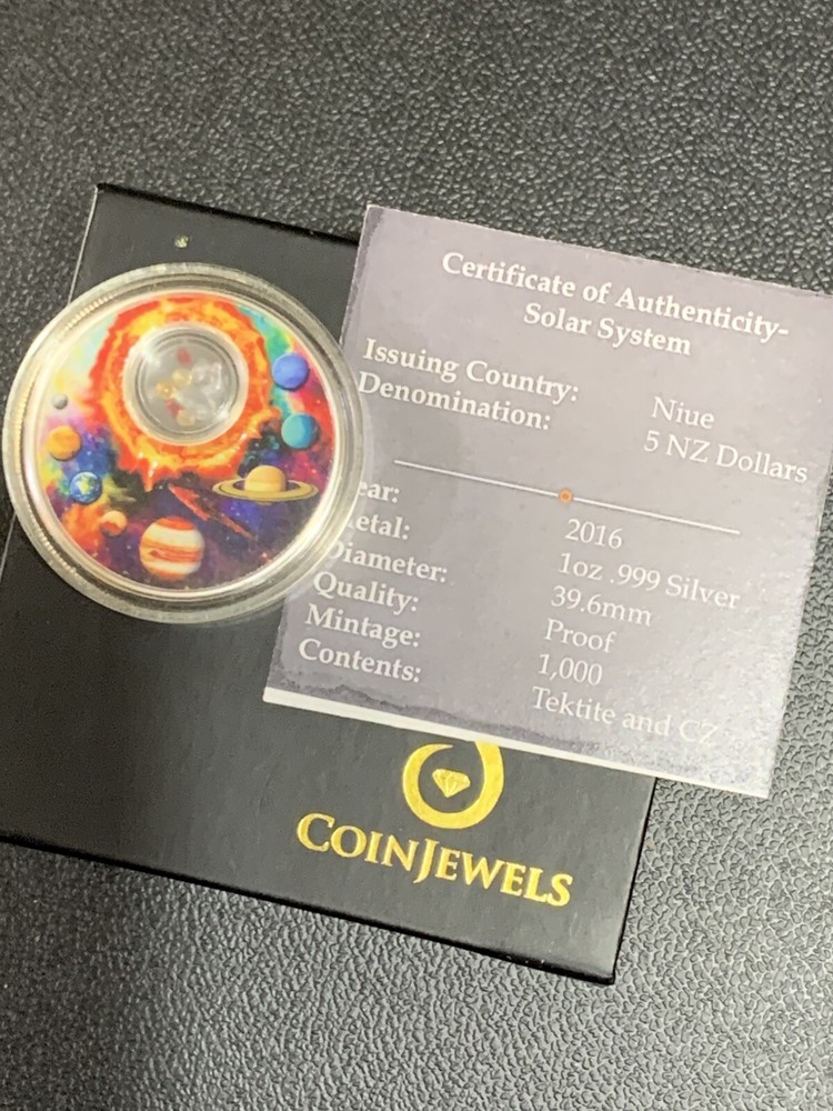 2016 Colorized Solar System Niue $5 1 oz .999 Silver Coin with Box & COA  