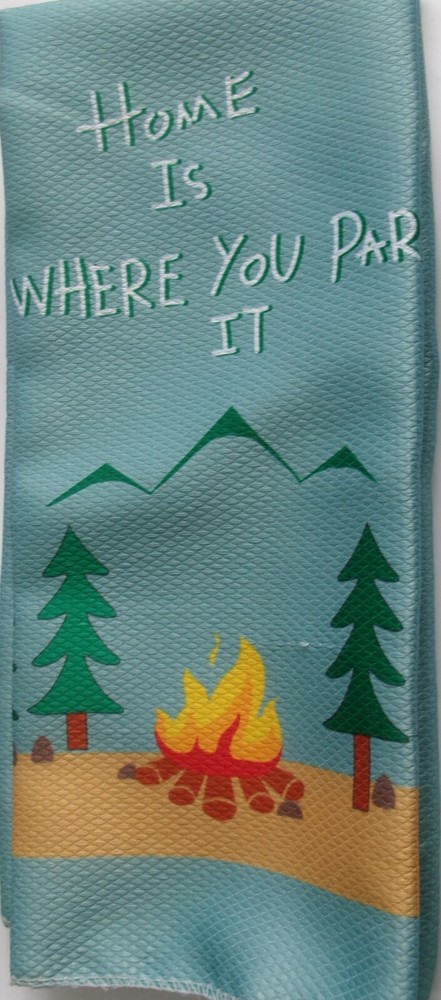 FULL Multi-color HOME IS WHJERE YOU PARK IT Print POLYESTER Kitchen Towel