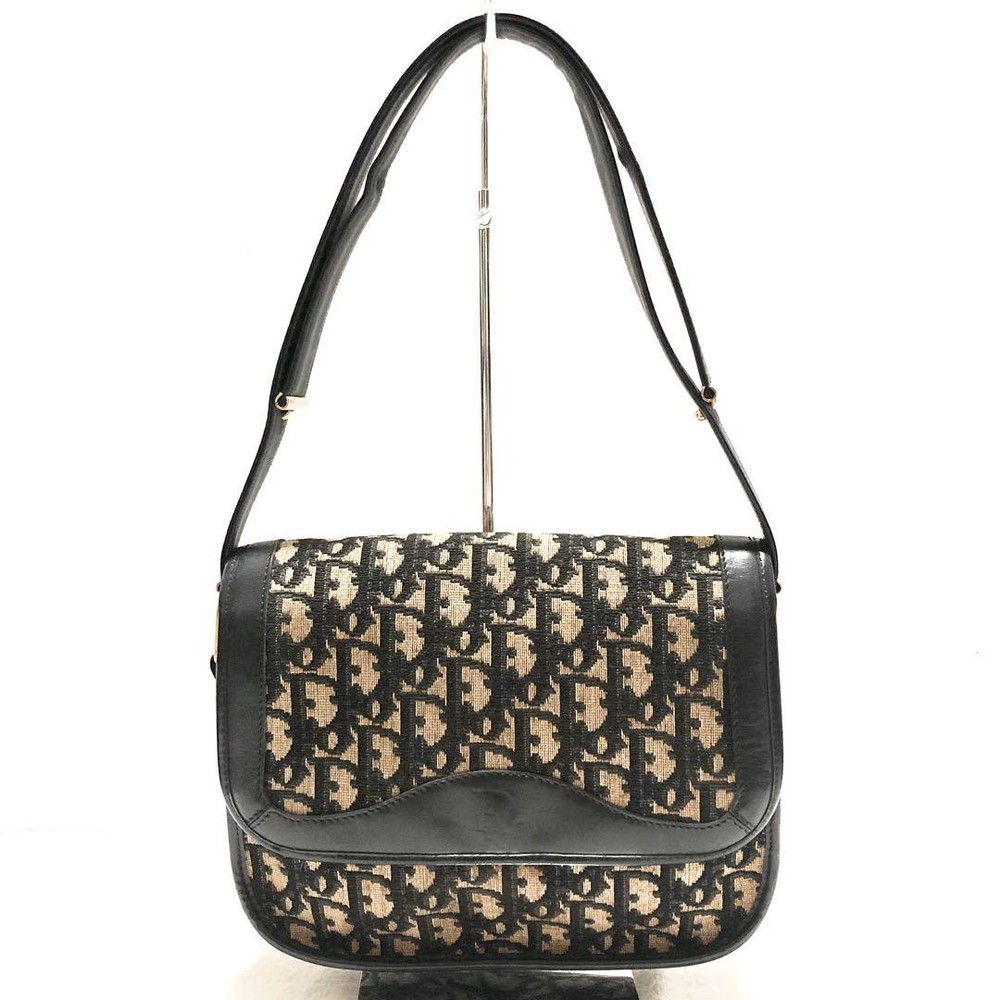 Authentic Dior Trotter Canvas Shoulder Bag in Beige