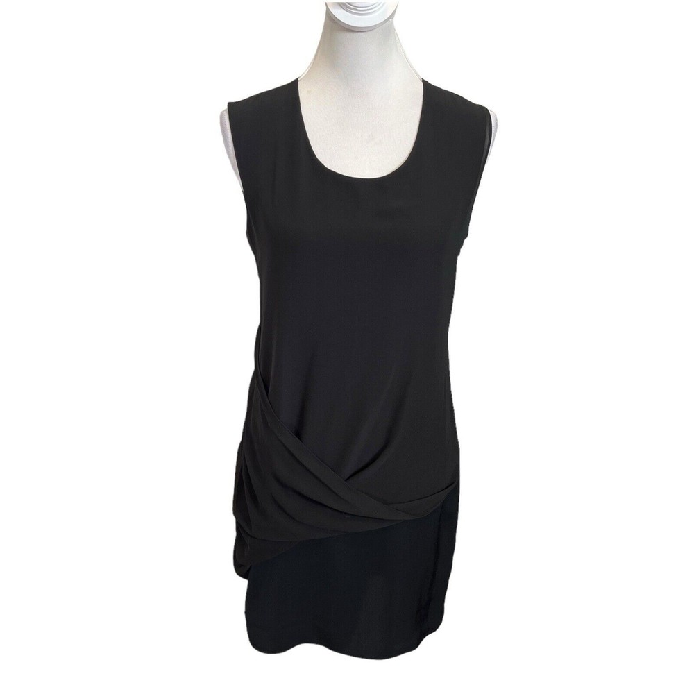 Allsaints Safia Mini Dress Black Lace Trim Ruched Sleeveless Shift Women Size 6