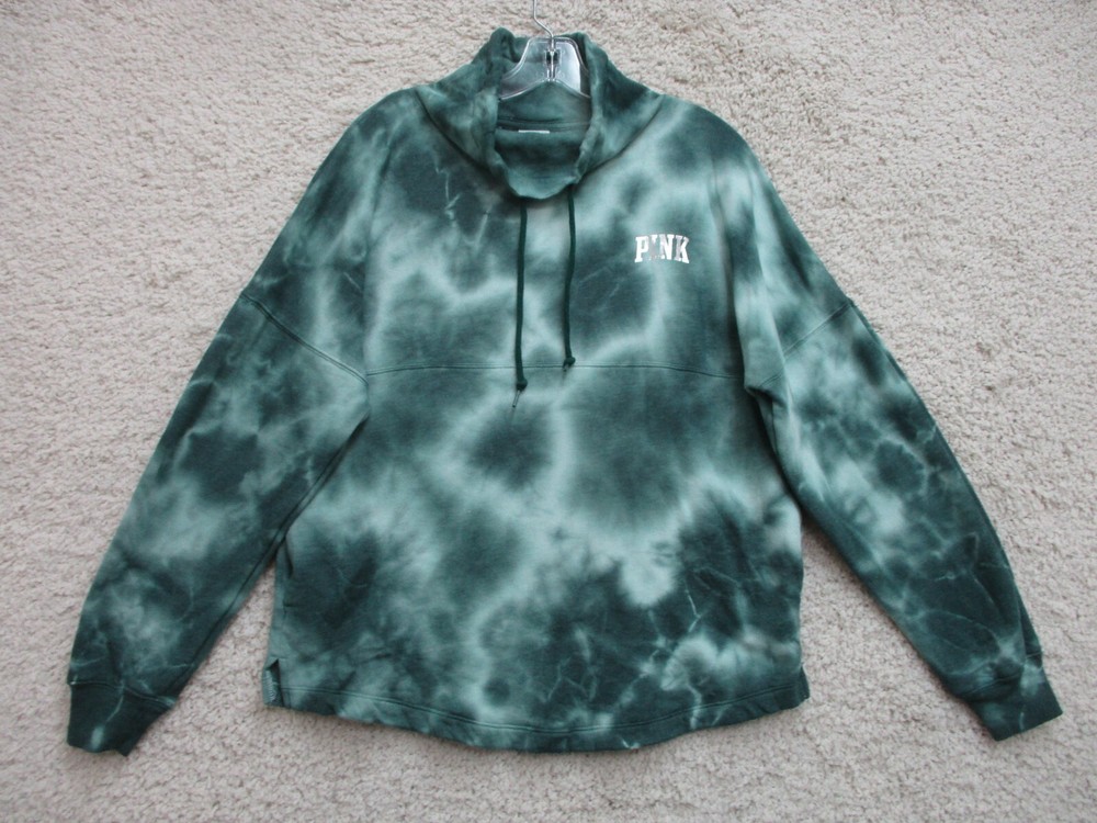 PINK Victorias Secret Sweater Small Adult Green Pullover High Neck Pockets Women