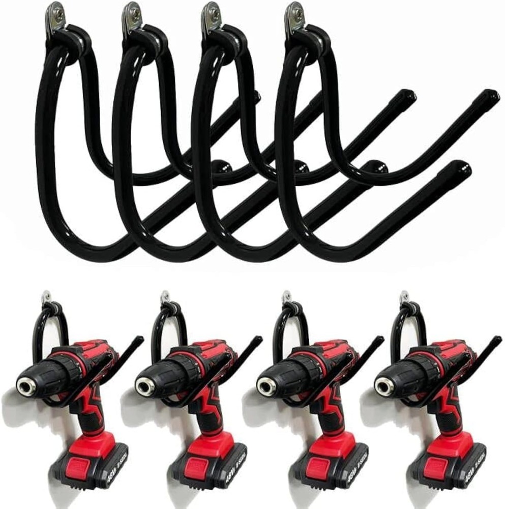 Wall Mount Garage Storage Rack with Hooks for Power Tools and Drills
