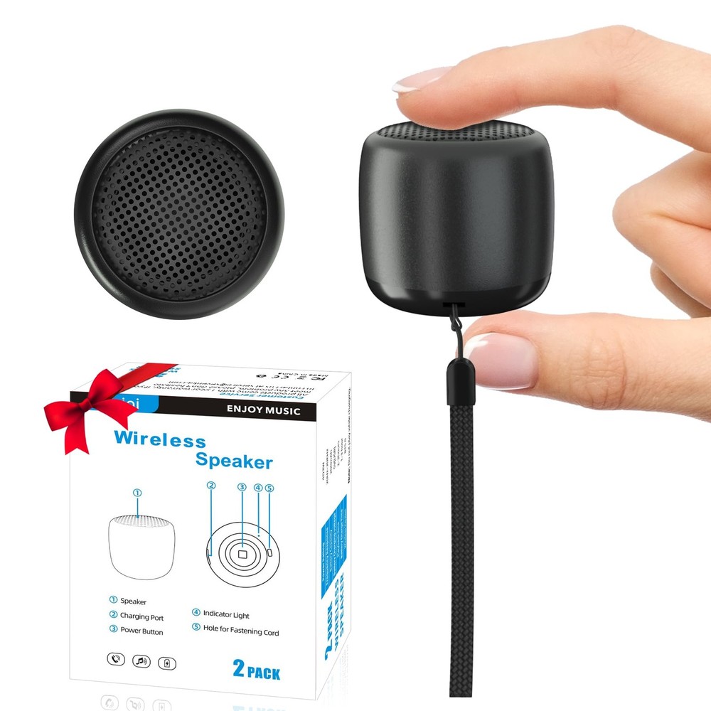 2Pack Bluetooth Wireless Portable Speaker with Strap, Built-in Mic & Recharge...