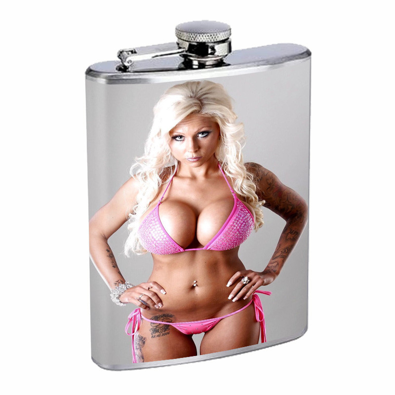 Country Pin Up Girls D4 Flask 8oz Stainless Steel Hip Drinking Whiskey