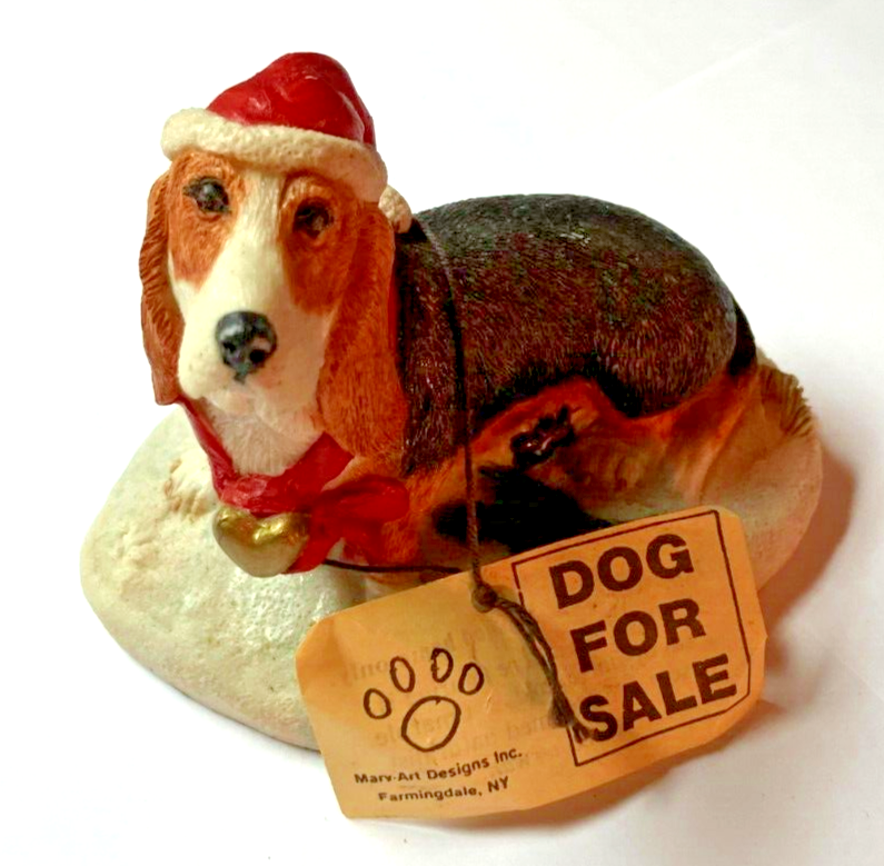 Marv-Art Designs USA Christmas Dog for Sale Charmstone by Earl Sherwan 1984 Vtg!-image