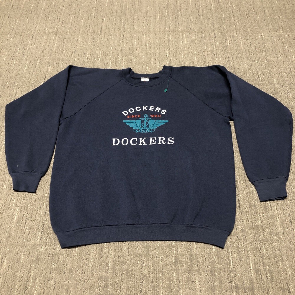 Vintage 90s Dockers Levi’s Crewneck Sweatshirt Men’s Size XL Blue Made In USA