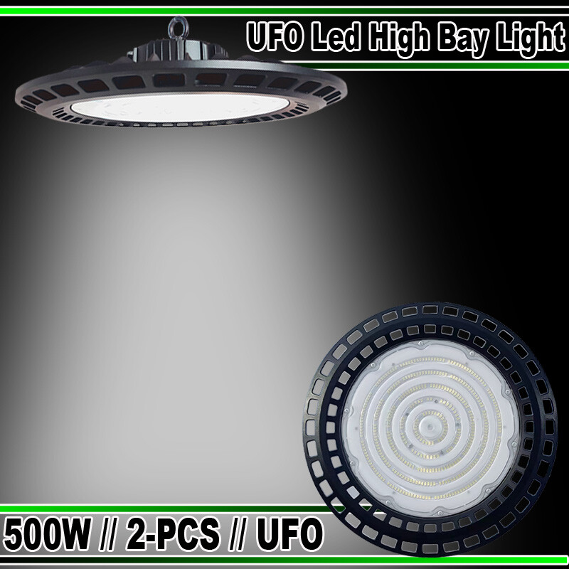 2-Pack 500W UFO LED Commercial Warehouse Lights 6500K Bright Energy-Efficient