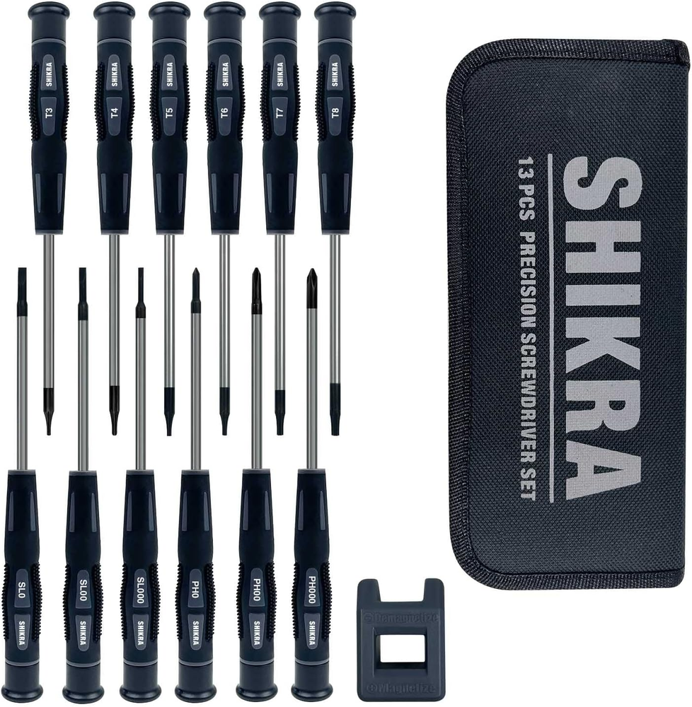 13-Piece Precision Screwdriver Set with Case - Torx, Phillips & Slotted Bits for Electronics Repair