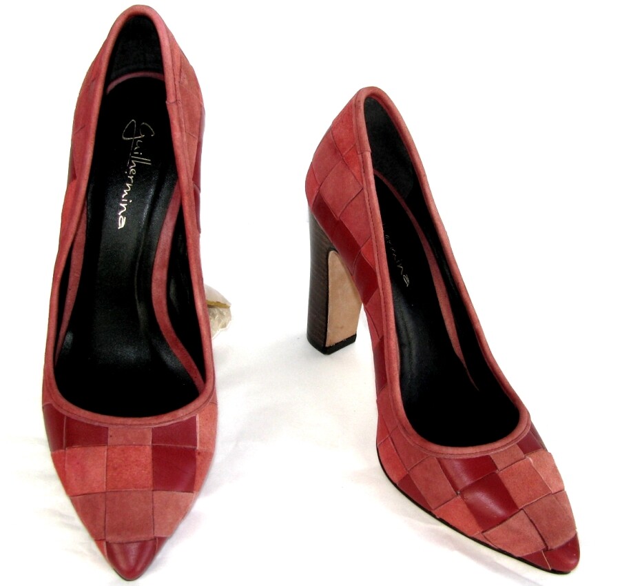 Guilhermina 10cm Red Leather Patchwork High Heel Pumps Size 37 Like New