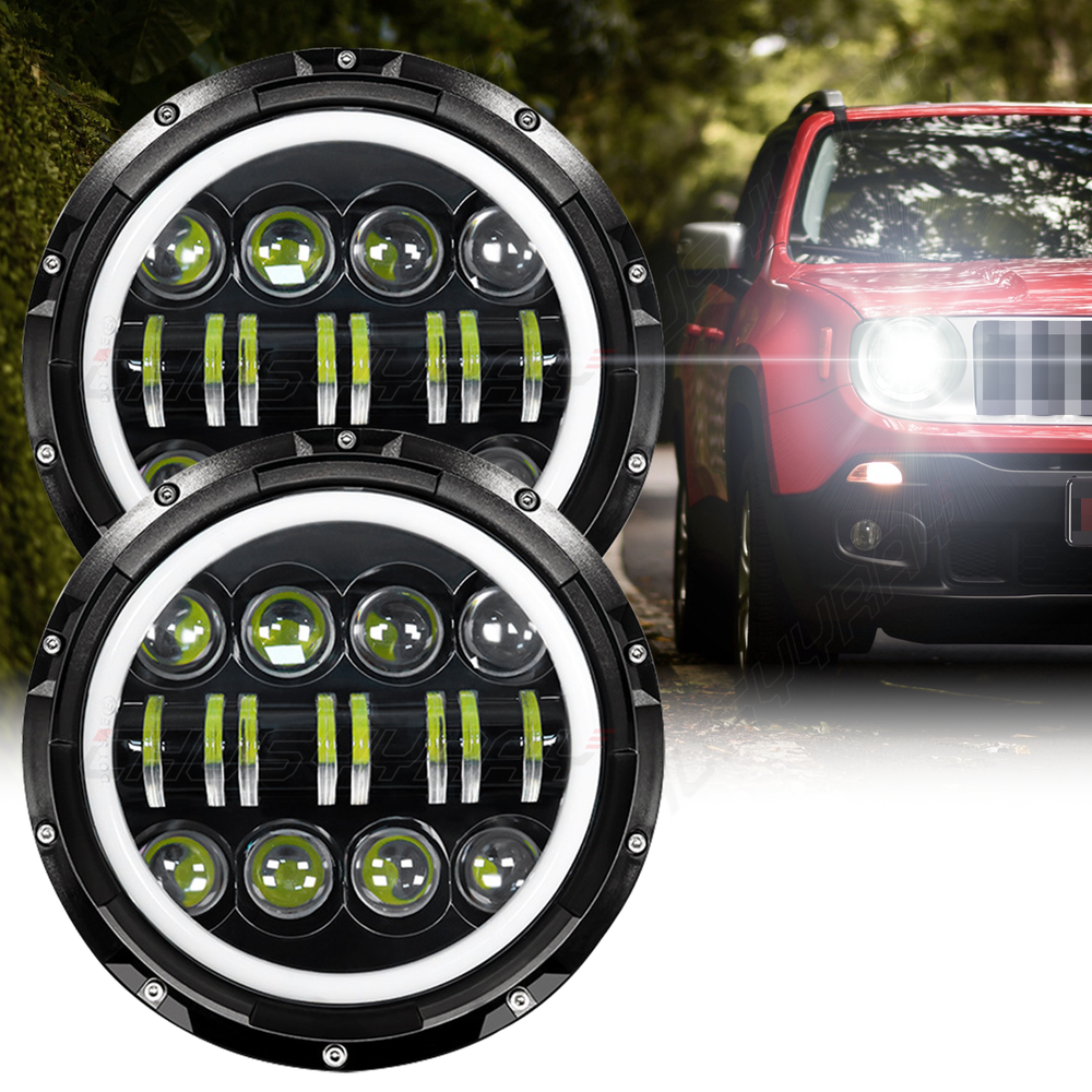 For Ford Fairlane 1955 1956 1957 2PC 100W 7inch Round LED Headlights HI/LO Bulbs