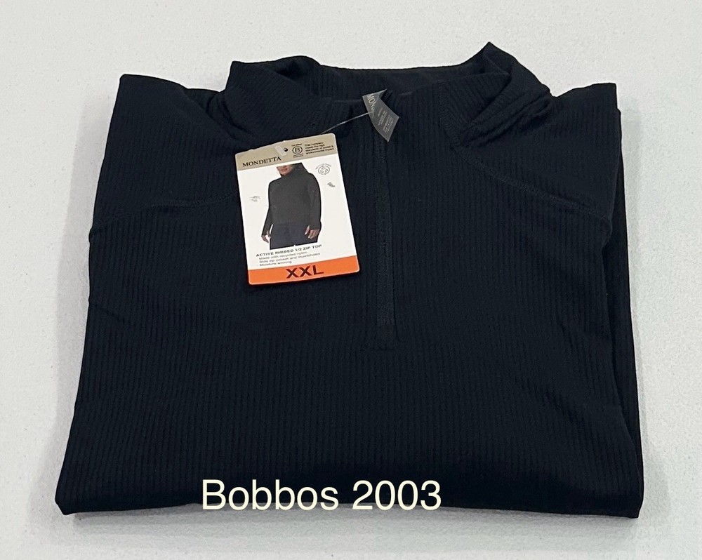 Mondetta Women's Active Ribbed 1/2 Zip Top, Black, Size XXL