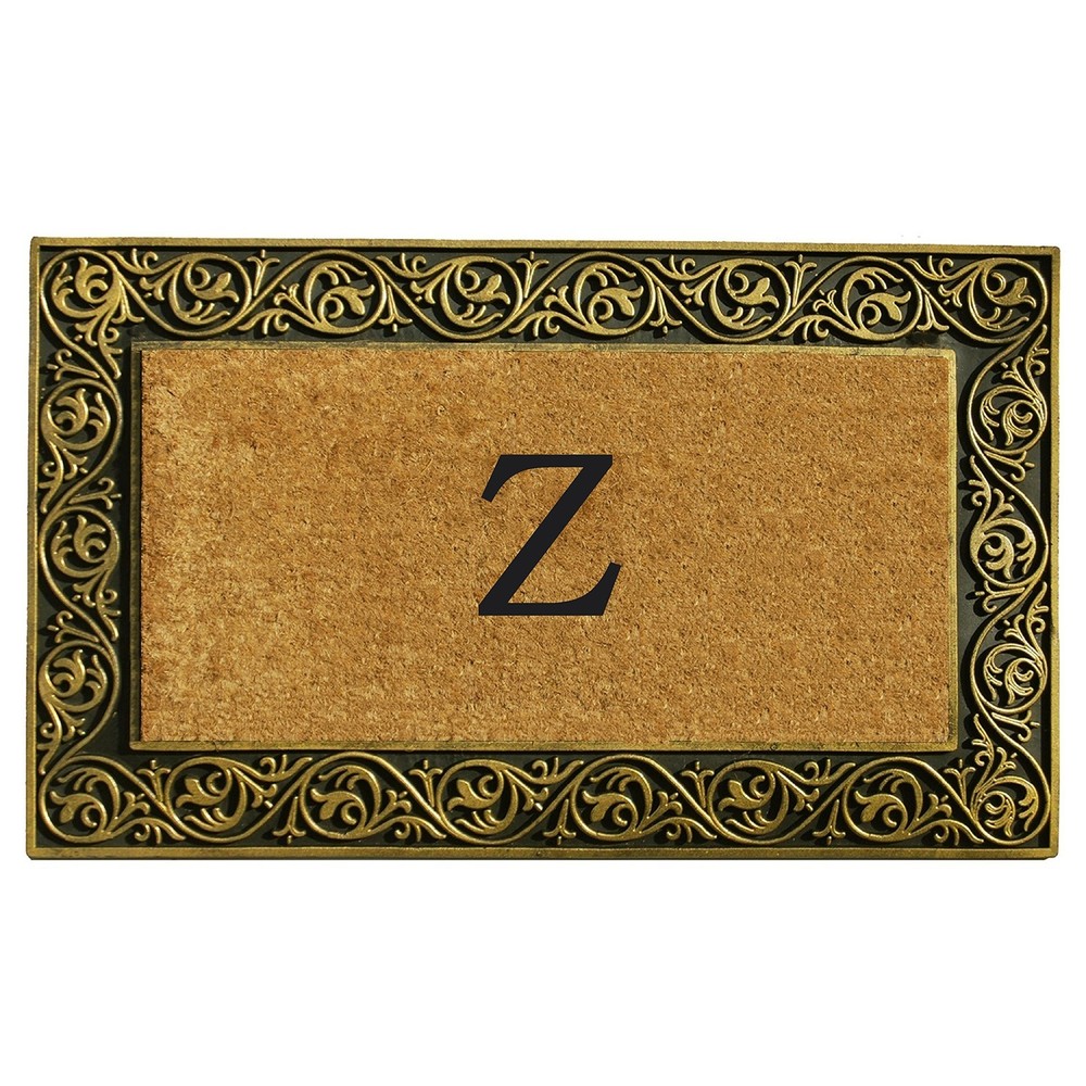Gold Monogram Z Coir Doormat for Outdoor Porch Entry 10001GOLDZ