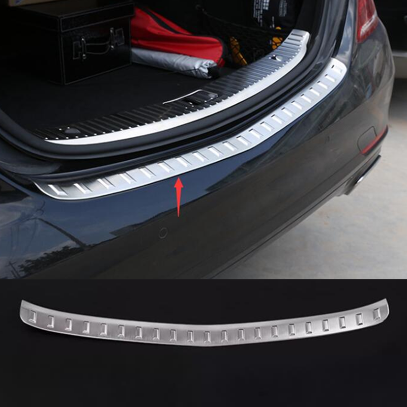 Benz S-Class 14-20 Silver Steel Rear Bumper Guard Sill Trim