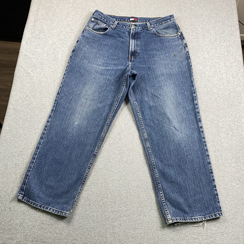 Vintage Tommy Hilfiger Baggy Distressed Jeans Men 34x28 Grunge Y2K Skate