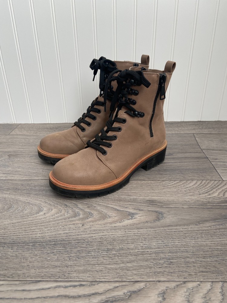 MIA Combat Boots Womens 8M Brown Abbey Faux Leather Side Zip Taupe Grunge